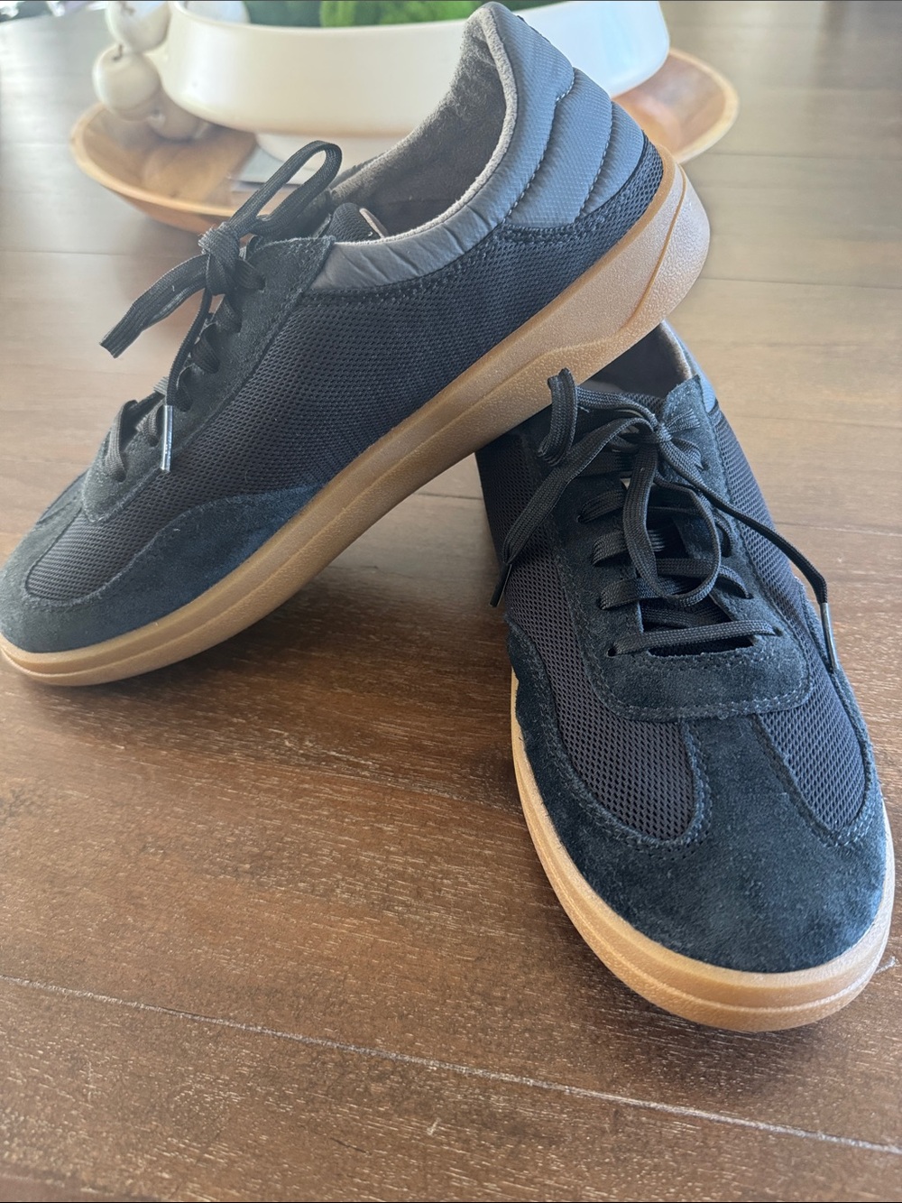 OluKai Black Suede & Mesh Sneakers with Gum Sole